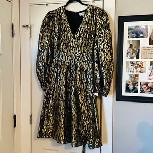 Gibson Latimer Black and Gold Party Dress